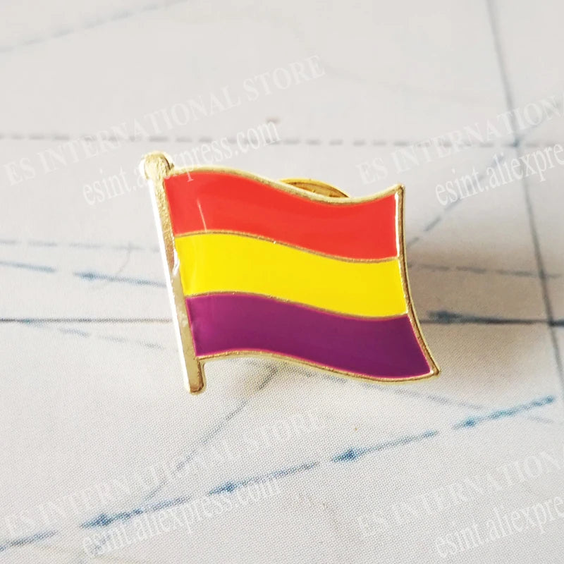 National Flag Metal Lapel Pin Country Autonomous communities of Spain Nationalities regions Cross of Burgundy Second Republic