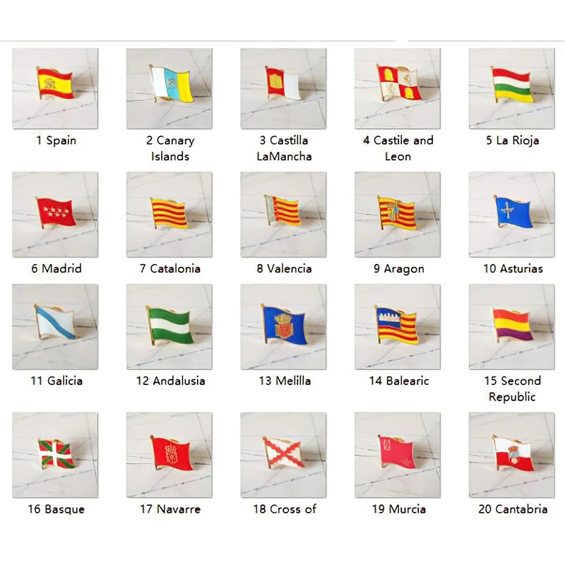 National Flag Metal Lapel Pin Country Autonomous communities of Spain Nationalities regions Cross of Burgundy Second Republic