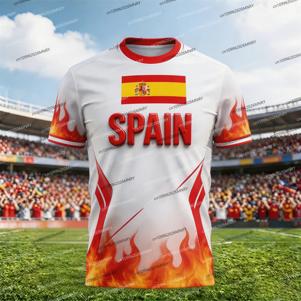 T-shirt emblème drapeau Espagne 2026 Maillot fan Homme T-shirt Maillot de football Espagne Vêtements mode homme Maillot Espagne