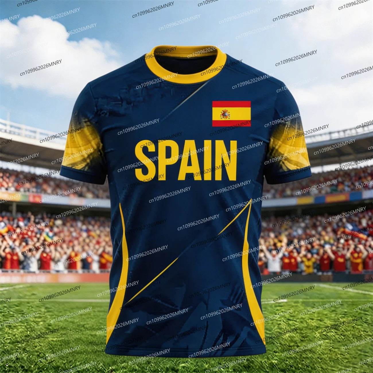 T-shirt emblème drapeau Espagne 2026 Maillot fan Homme T-shirt Maillot de football Espagne Vêtements mode homme Maillot Espagne