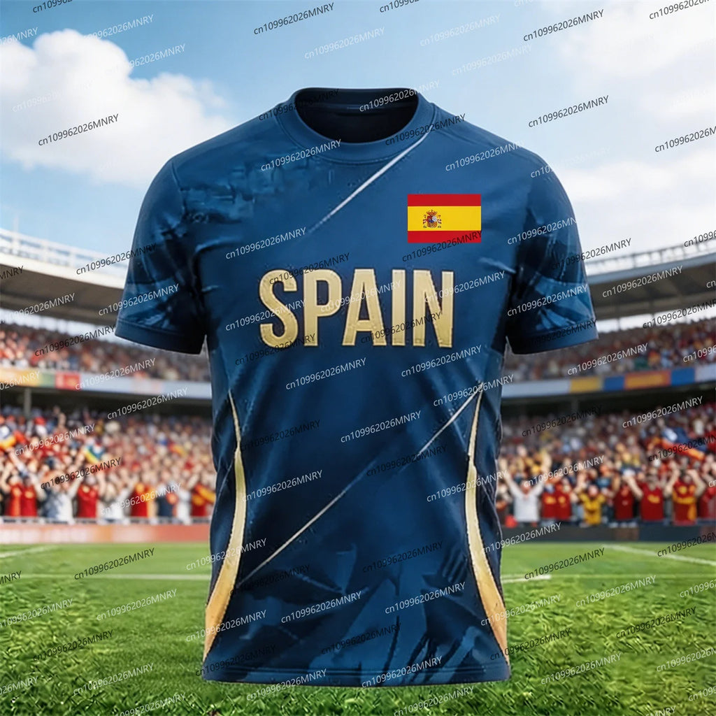 T-shirt emblème drapeau Espagne 2026 Maillot fan Homme T-shirt Maillot de football Espagne Vêtements mode homme Maillot Espagne