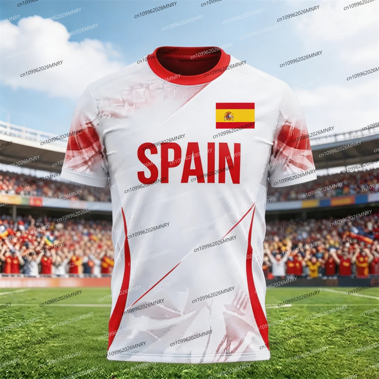 T-shirt emblème drapeau Espagne 2026 Maillot fan Homme T-shirt Maillot de football Espagne Vêtements mode homme Maillot Espagne